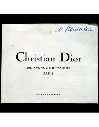 Carton d'invitation au défilé Christian Dior du 7 août 1957 acheter