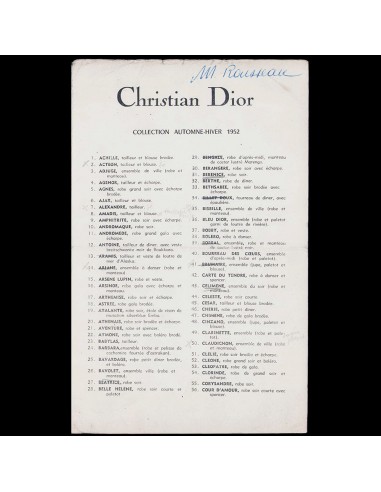 Christian Dior, ensemble de 11 programmes de défilé 1952-1958 50% de réduction en Octobre 2024