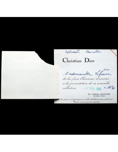 Carton d'invitation au défilé Christian Dior du 6 février 1956 de France