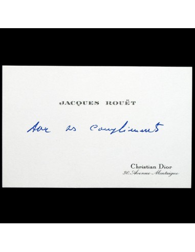 Carte de visite de Jacques Rouet, directeur de la maison Dior, avec fac-similé d'écriture manuscrite (1980) JUSQU'A -70%! 