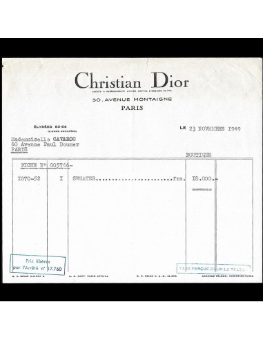 Christian Dior - Facture d'un sweater (1949) Dans la société mordern