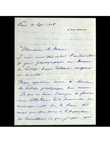 Doucet - Lettre autographe de Jacques Doucet, à l'en-tête du 19 rue Spontini à Paris (1908) 2 - 3 jours ouvrés.