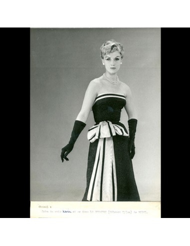 Robe du soir or et noir de Chanel, tissu Le Touquet de Bucol (circa 1960) la colonne vertébrale